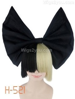 H-521 SIA ウィッグ ツートンカラー 黒金 リボン.jpg